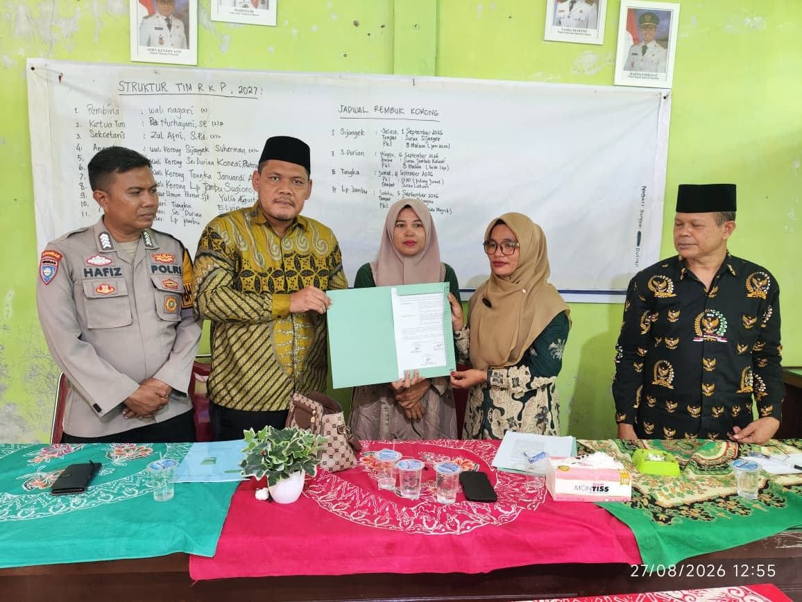 Serah Terima Jabatan (Sertijab) Plt. Wali Nagari Kepada Wali Nagari Sungai Durian Definitif